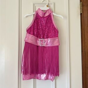 Pink Sequin Fringe Kids Costume